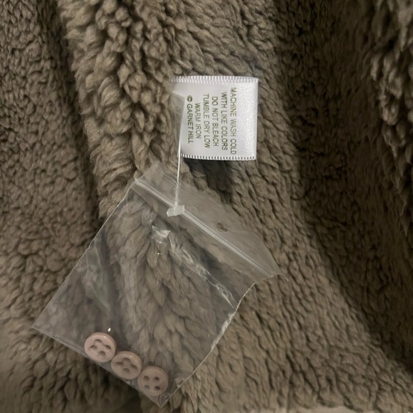 Garnet Hill Sherpa Fleece Line Hooded Cinch Coat Jacket Womens 8 Zip & Snap Tan - Picture 6 of 7